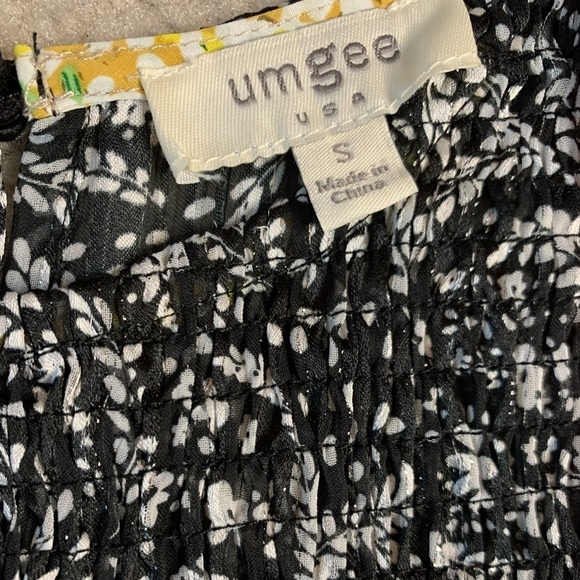 Umgee Boho Floral Print Top Blouse Women Small Silver Metallic Thread - Picture 6 of 8